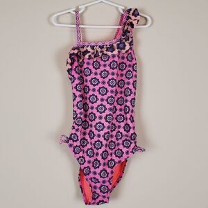 Breaking Waves Girls One Shoulder Swimsuit